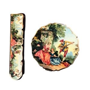 Stratton Vintage Rare England Powder Compact Mirror & Matching Folding Hair Comb